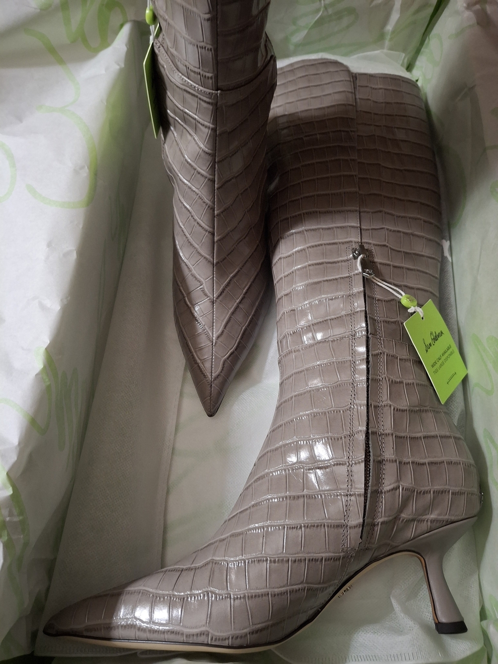 Sam Edelman Grey Croc-Embossed Pointed-Toe Boot - Picture 4 of 8